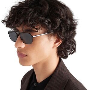 PRADA Sunglasses PR58YS 1AB5S0 Black/Dark Grey Unisex NEW